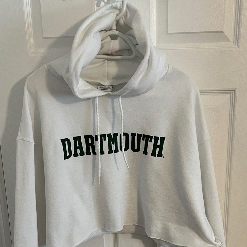 Dartmouth White Cropped Hoodie